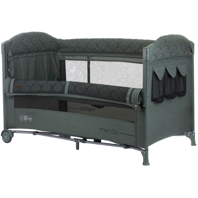 Patut pliabil chipolino merida aloe linen cu laterala culisanta hubkosimer0233al