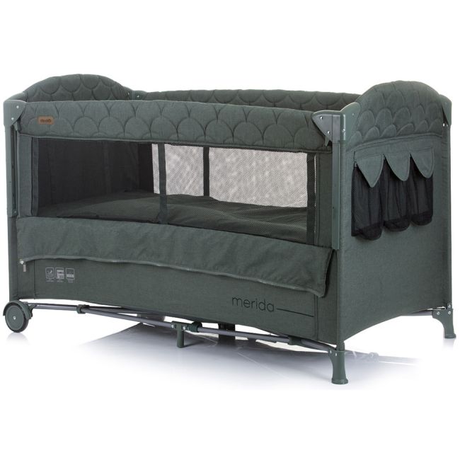 Patut pliabil chipolino merida aloe linen cu laterala culisanta hubkosimer0233al