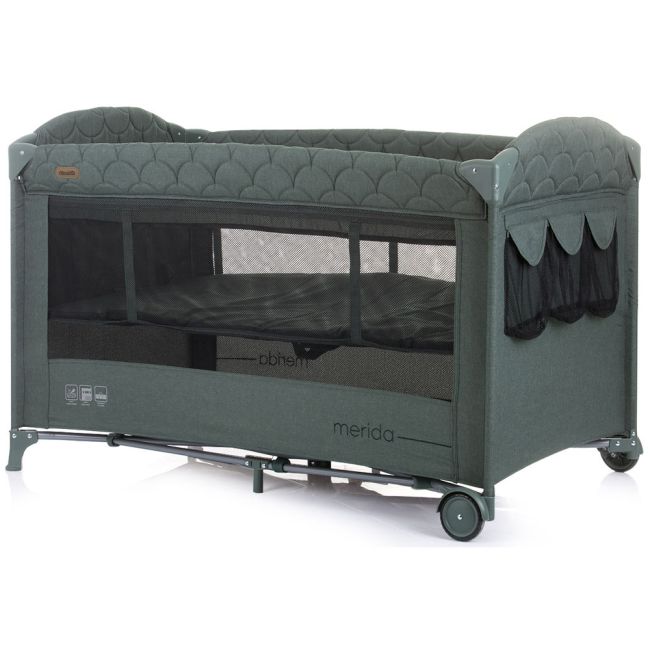 Patut pliabil chipolino merida aloe linen cu laterala culisanta hubkosimer0233al