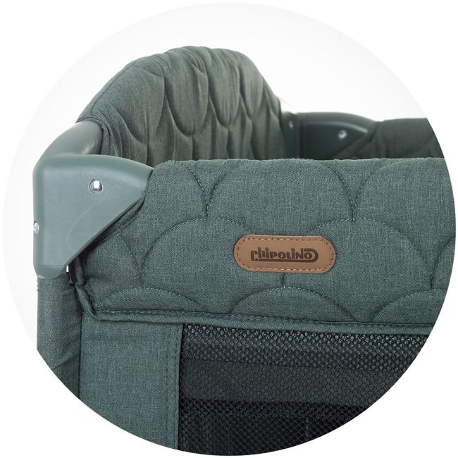 Patut pliabil chipolino merida aloe linen cu laterala culisanta hubkosimer0233al