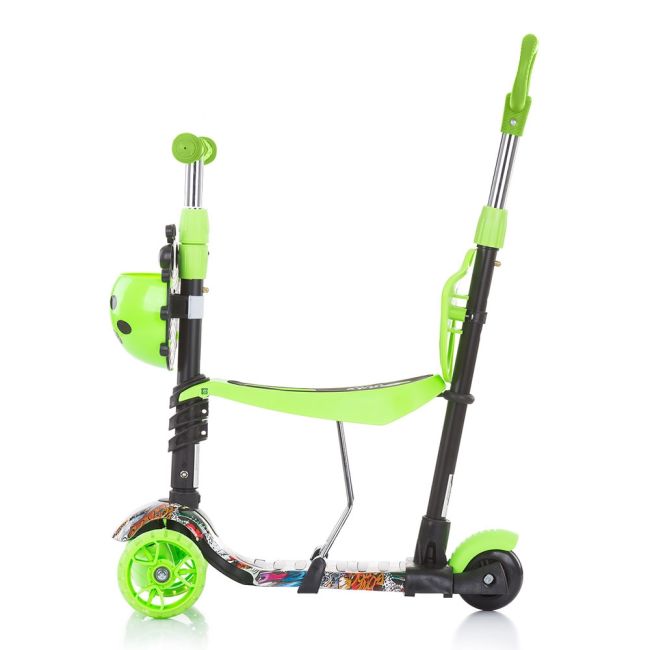 Trotineta chipolino kiddy evo 3 in 1 cu maner green graffiti hubdskieh022gg
