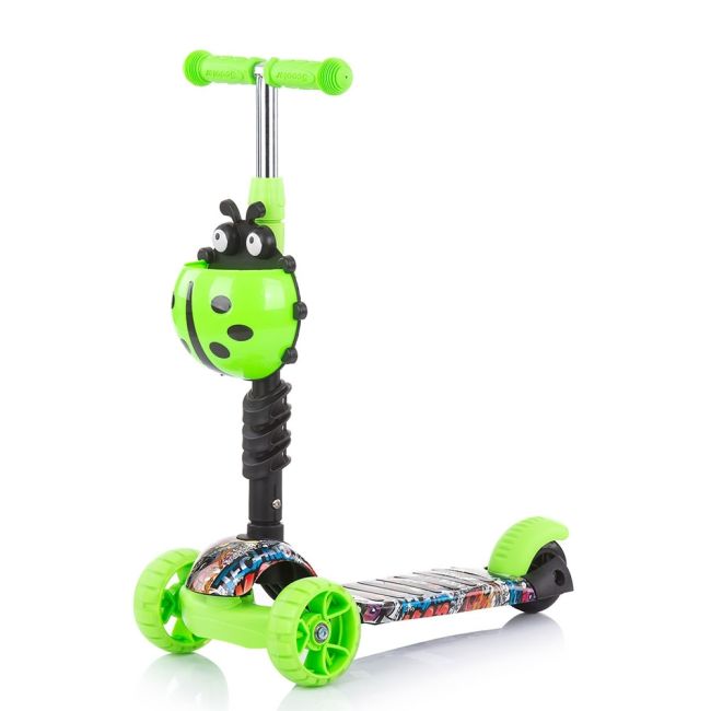 Trotineta chipolino kiddy evo 3 in 1 cu maner green graffiti hubdskieh022gg