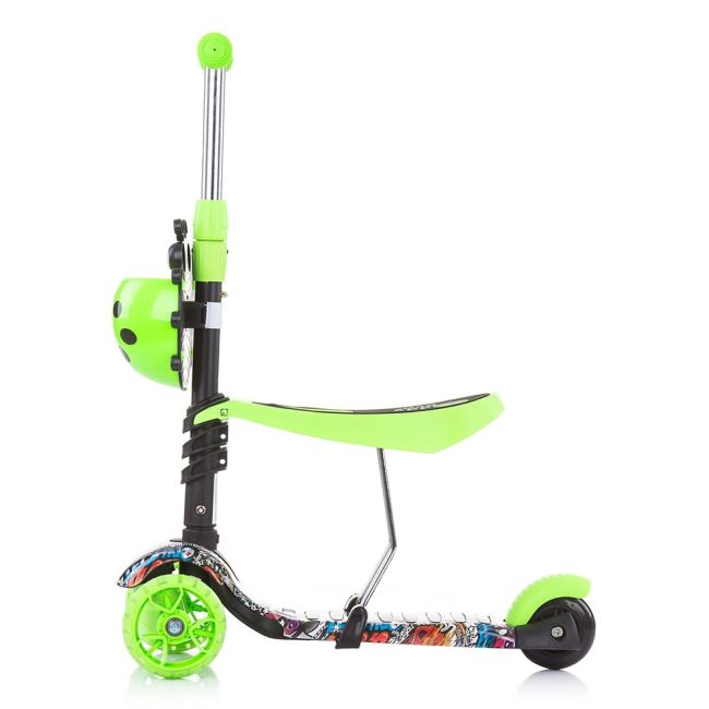 Trotineta chipolino kiddy evo 3 in 1 cu maner green graffiti hubdskieh022gg