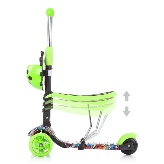 Trotineta chipolino kiddy evo 3 in 1 cu maner green graffiti hubdskieh022gg