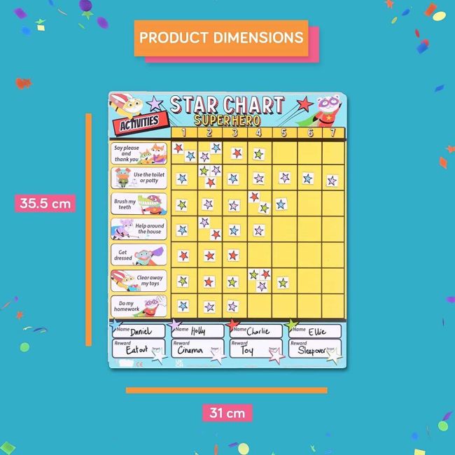 Grafic magnetic de recompense pentru Supereroi, 35.5x31 cm Fiesta Crafts FCT-3055 BBJFCT-3055_Initiala