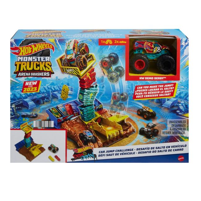 HOT WHEELS MONSTER TRUCK ARENA SMASHERS PROVOCAREA SARITURA CU MASINA VIVMTHNB92_HNB94