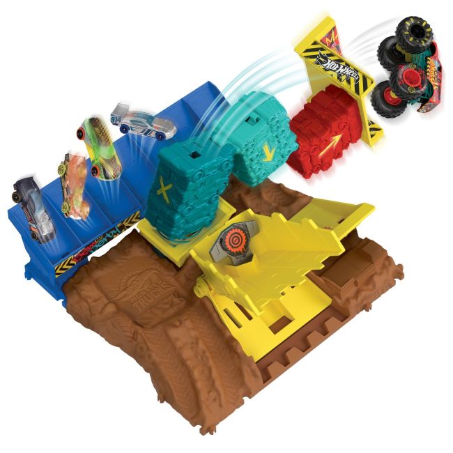 HOT WHEELS MONSTER TRUCK ARENA SMASHERS PROVOCAREA SARITURA CU MASINA VIVMTHNB92_HNB94