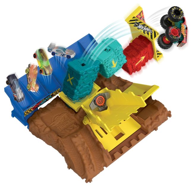 HOT WHEELS MONSTER TRUCK ARENA SMASHERS PROVOCAREA SARITURA CU MASINA VIVMTHNB92_HNB94