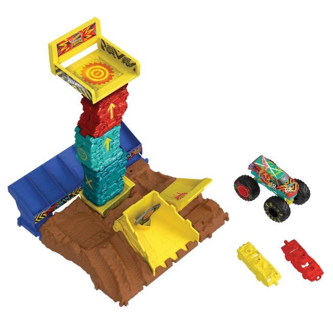 HOT WHEELS MONSTER TRUCK ARENA SMASHERS PROVOCAREA SARITURA CU MASINA VIVMTHNB92_HNB94