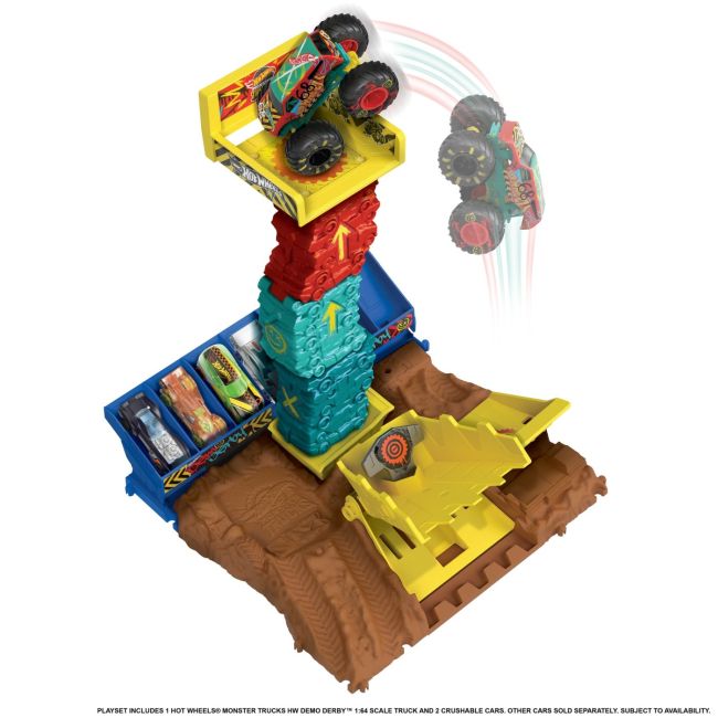 HOT WHEELS MONSTER TRUCK ARENA SMASHERS PROVOCAREA SARITURA CU MASINA VIVMTHNB92_HNB94
