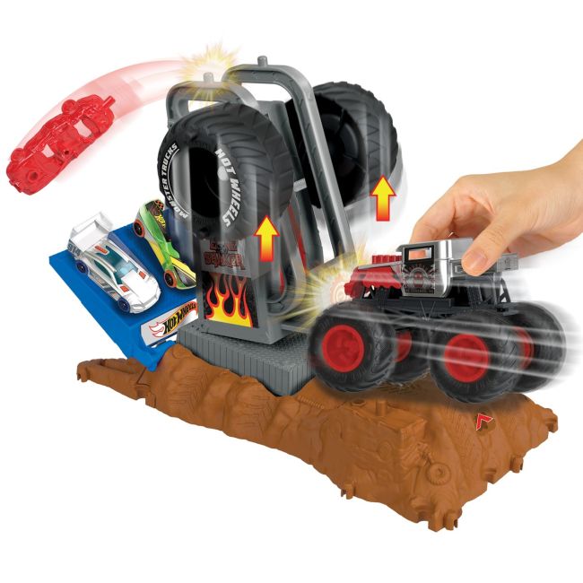 HOT WHEELS MONSTER TRUCKS ENTRY CHALLENGE ARENA SMASHERS PROVOCAREA TIRE PRESS VIVMTHNB87_HNB88
