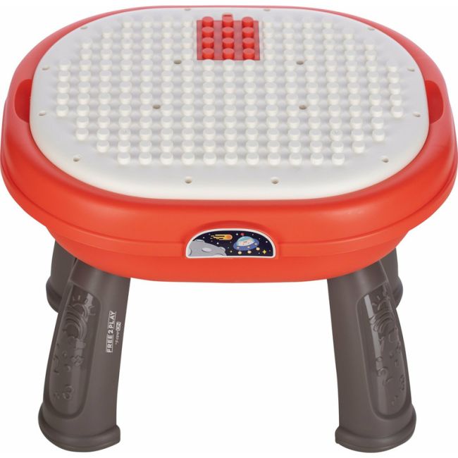 Masuta interactiva 2 in 1 pentru bebelusi, Educationala, Cu lumini si sunete, Cu panou detasabil si reversibil, Partea reversibila pentru Lego Duplo, Fun Table, Free2Play, Dimensiuni 35.5 cm x 31 cm x 41.5 cm, Multicolor BYN46873