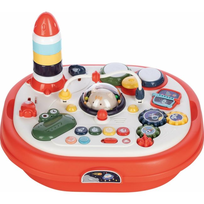 Masuta interactiva 2 in 1 pentru bebelusi, Educationala, Cu lumini si sunete, Cu panou detasabil si reversibil, Partea reversibila pentru Lego Duplo, Fun Table, Free2Play, Dimensiuni 35.5 cm x 31 cm x 41.5 cm, Multicolor BYN46873