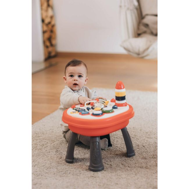 Masuta interactiva 2 in 1 pentru bebelusi, Educationala, Cu lumini si sunete, Cu panou detasabil si reversibil, Partea reversibila pentru Lego Duplo, Fun Table, Free2Play, Dimensiuni 35.5 cm x 31 cm x 41.5 cm, Multicolor BYN46873