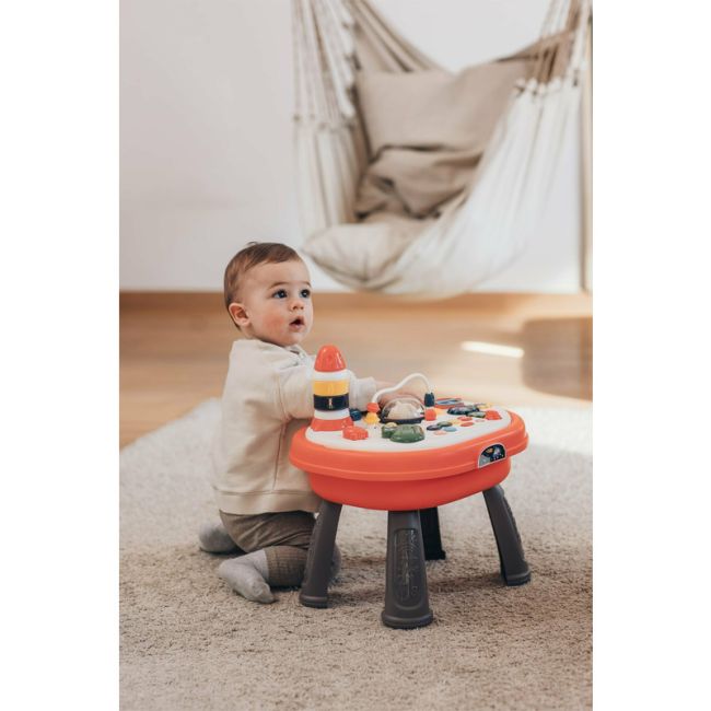 Masuta interactiva 2 in 1 pentru bebelusi, Educationala, Cu lumini si sunete, Cu panou detasabil si reversibil, Partea reversibila pentru Lego Duplo, Fun Table, Free2Play, Dimensiuni 35.5 cm x 31 cm x 41.5 cm, Multicolor BYN46873