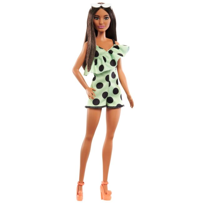 PAPUSA BARBIE FASHIONISTA BRUNETA CU SALOPETA VERDE VIVMTFBR37_HJR99