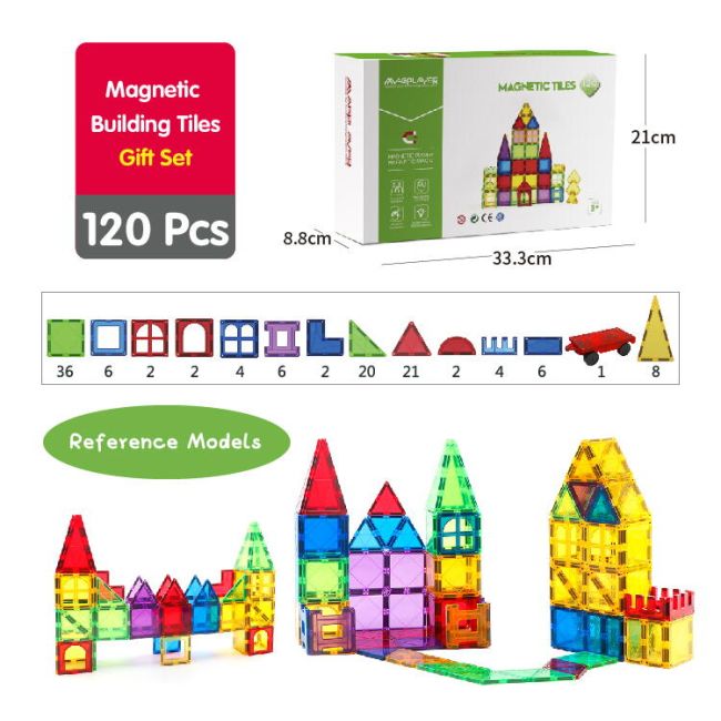 Set de constructie magnetic 3d - 120 piese