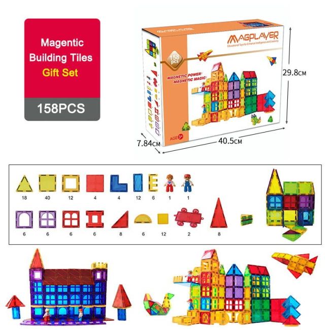 Set de constructie magnetic 3d - 158 piese