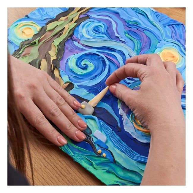 Set pictura 3D cu argila usoara, 30*40cm - Starry Night KRTOK10005