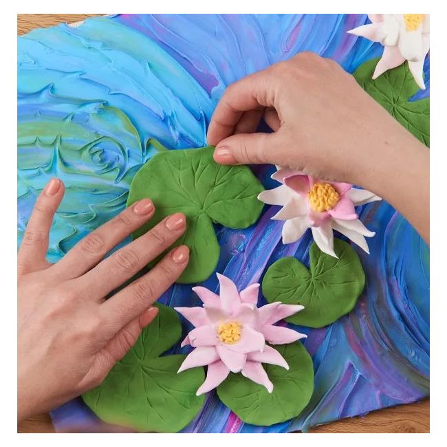 Set pictura 3D cu argila usoara, 30*40cm - Water Lilies KRTOK10003