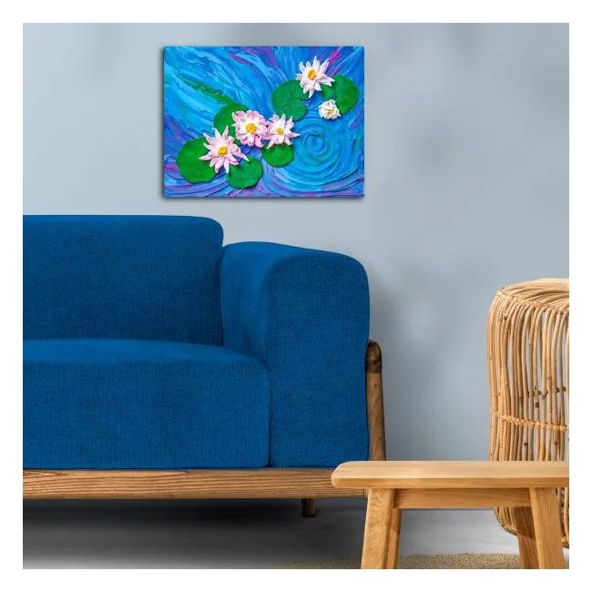 Set pictura 3D cu argila usoara, 30*40cm - Water Lilies KRTOK10003
