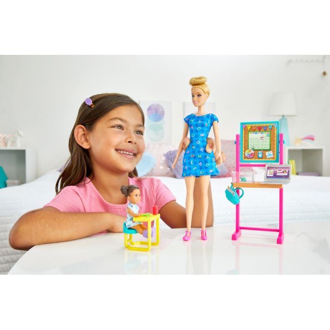 BARBIE CARIERE SET MOBILIER CU PAPUSA BLONDA PROFESOARA VIVMTDHB63_HCN19
