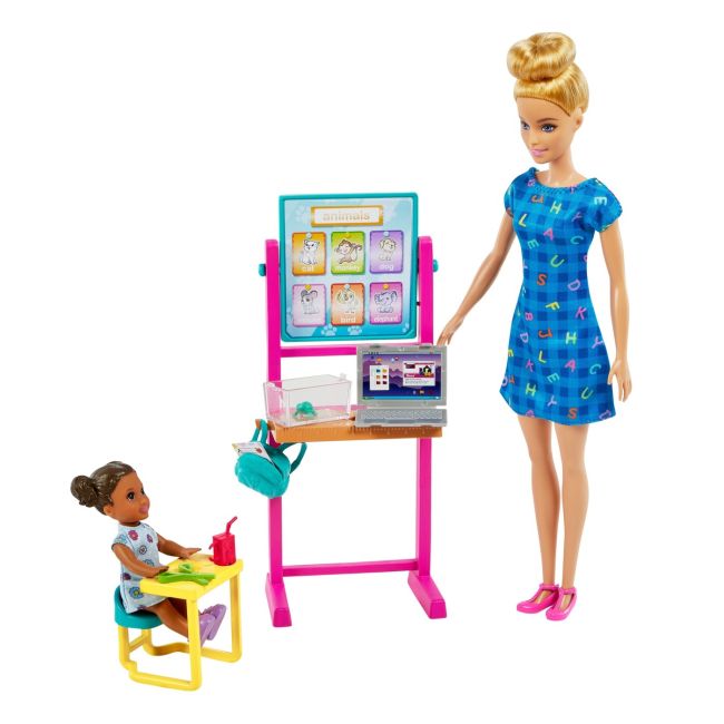 BARBIE CARIERE SET MOBILIER CU PAPUSA BLONDA PROFESOARA VIVMTDHB63_HCN19
