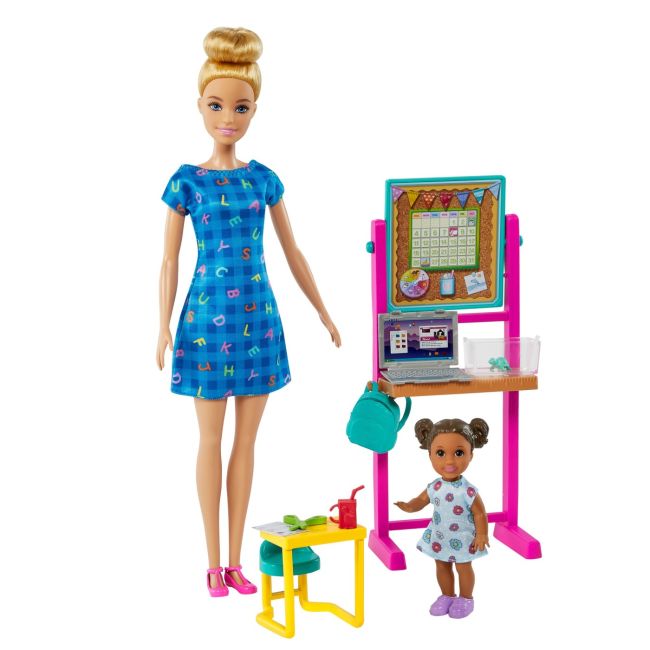 BARBIE CARIERE SET MOBILIER CU PAPUSA BLONDA PROFESOARA VIVMTDHB63_HCN19