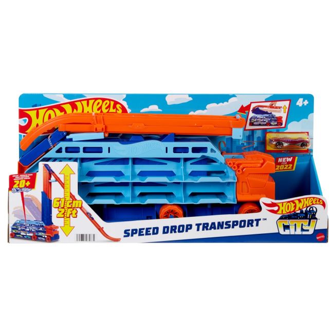 HOT WHEELS MEGA TRANSPORTATOR MASINI SI PISTA DE LANSARE VIVMTHDY92