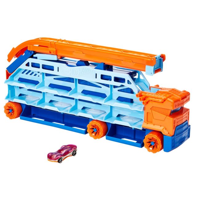 HOT WHEELS MEGA TRANSPORTATOR MASINI SI PISTA DE LANSARE VIVMTHDY92