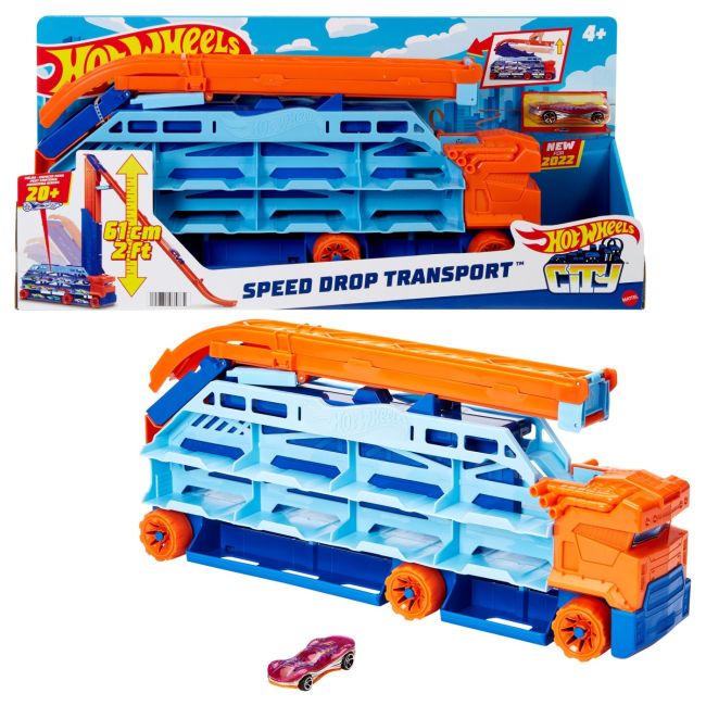HOT WHEELS MEGA TRANSPORTATOR MASINI SI PISTA DE LANSARE VIVMTHDY92