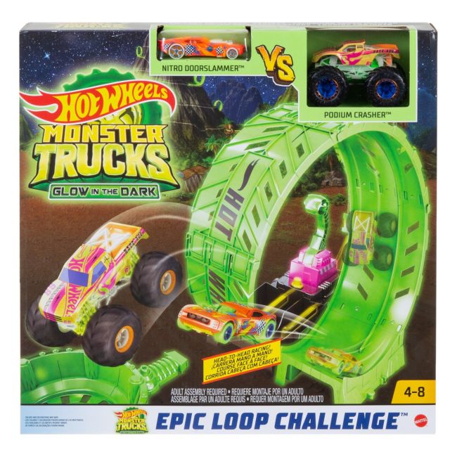 HOT WHEELS MONSTER TRUCK PISTA CASCADORILOR IN BUCLA FOSFORESCENTA VIVMTHBN02