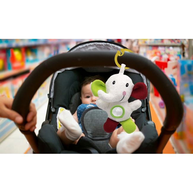 Jucarie cu vibratii pentru bebelusi BabyJem, Elefantel din plus, 6 luni+ (Culoare: Rosu/Verde) JEMbj_8332