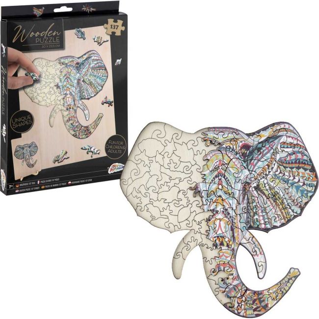 Puzzle Lemn Elefant, 137 piese, 30x22.5 cm Grafix GR400072 BBJGR400072_Initiala