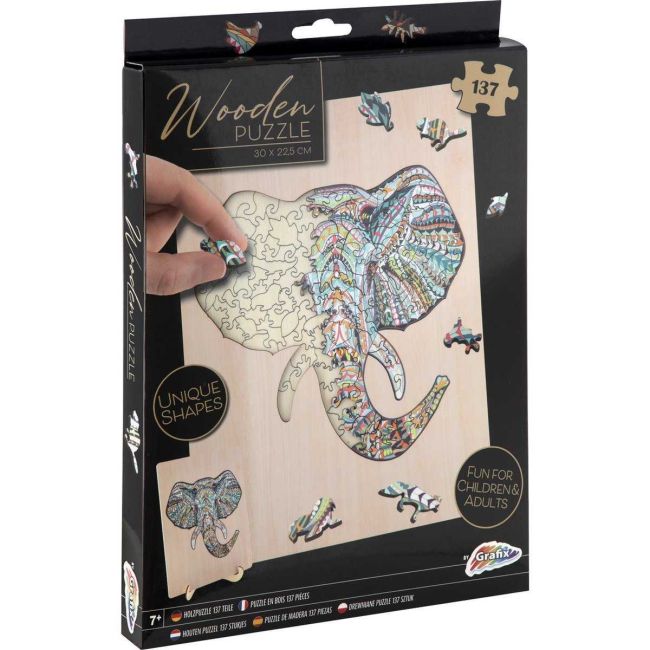 Puzzle Lemn Elefant, 137 piese, 30x22.5 cm Grafix GR400072 BBJGR400072_Initiala