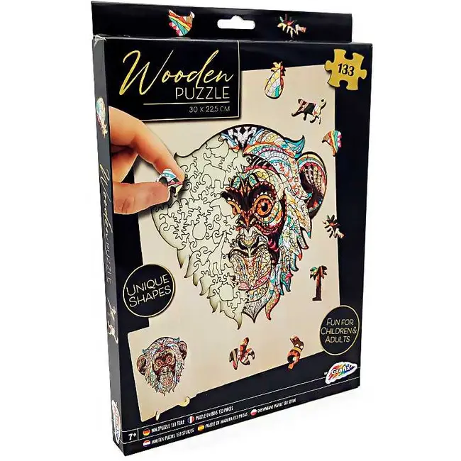 Puzzle Lemn Maimuta, 133 piese, 30x22.5 cm Grafix GR400073 BBJGR400073_Initiala