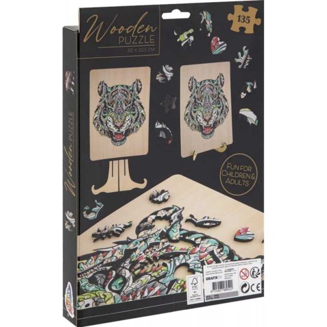 Puzzle Lemn Tigru, 135 piese, 30x22.5 cm Grafix GR400062 BBJGR400062_Initiala