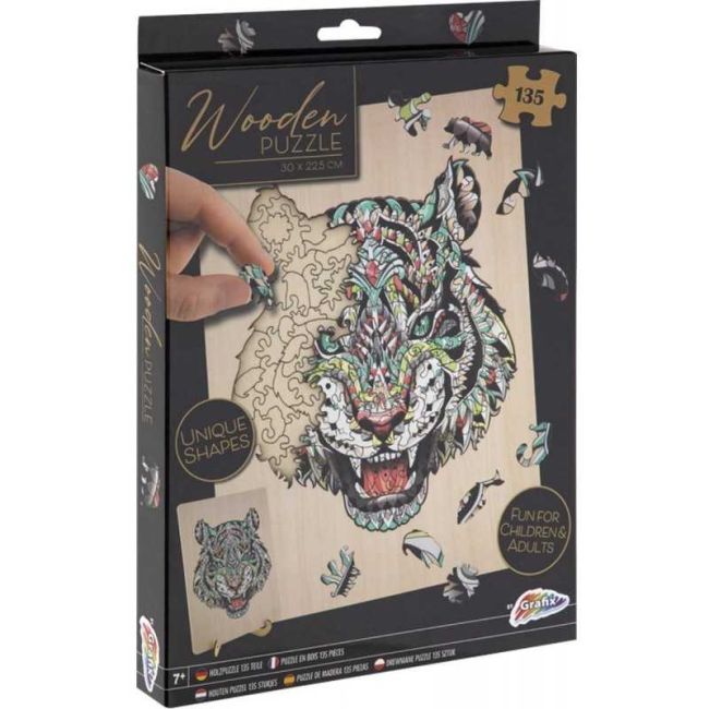 Puzzle Lemn Tigru, 135 piese, 30x22.5 cm Grafix GR400062 BBJGR400062_Initiala