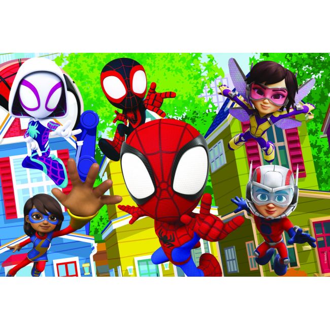 Puzzle de colorat -  distractie cu paienjenelul marvel si prietenii lui uimitori (24 piese)
