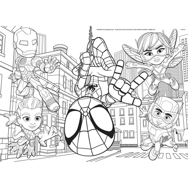 Puzzle de colorat - paienjenelul marvel si prietenii lui uimitori (48 de piese)