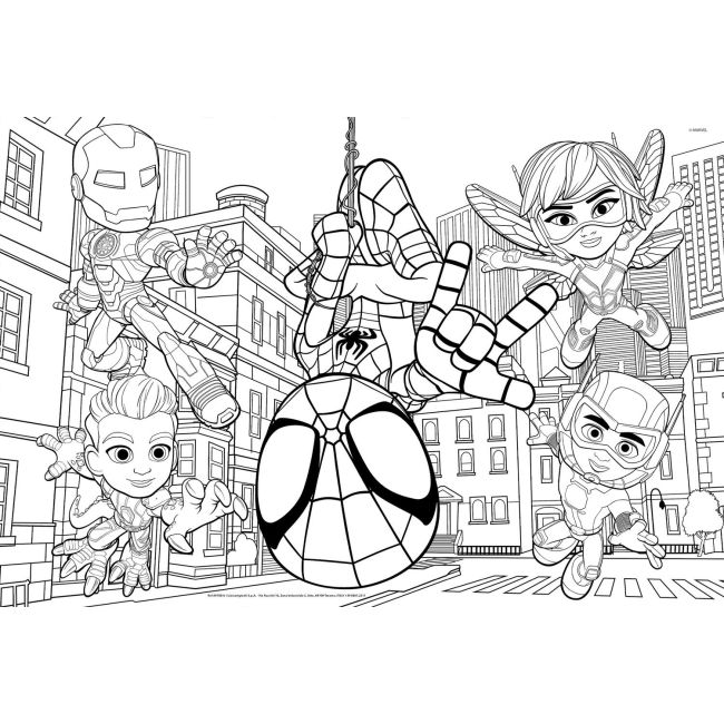 Puzzle de colorat maxi - paienjenelul marvel si prietenii lui uimitori (2 x 24 de piese)