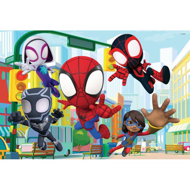 Puzzle de colorat maxi - paienjenelul marvel si prietenii lui uimitori (2 x 24 de piese)