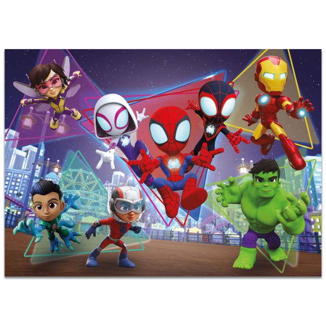 Puzzle de colorat maxi - paienjenelul marvel si prietenii lui uimitori (4 x 48 de piese)