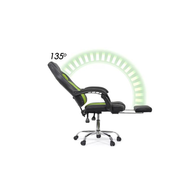 Scaun directorial gaming off 3091, piele ecologica, insertii mesh, baza cromata, 120 kg drm9660