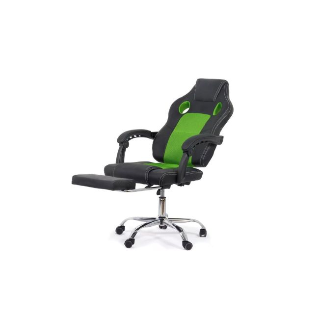 Scaun directorial gaming off 3091, piele ecologica, insertii mesh, baza cromata, 120 kg drm9660