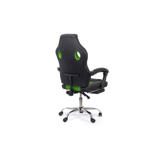 Scaun directorial gaming off 3091, piele ecologica, insertii mesh, baza cromata, 120 kg drm9660