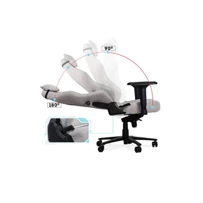 Scaun gaming cu cotiere reglabile 4d off 297, spatar reglabil, stofa, robust, cadru polipropilena, mecanism de balans, 130 kg, gri drm10071