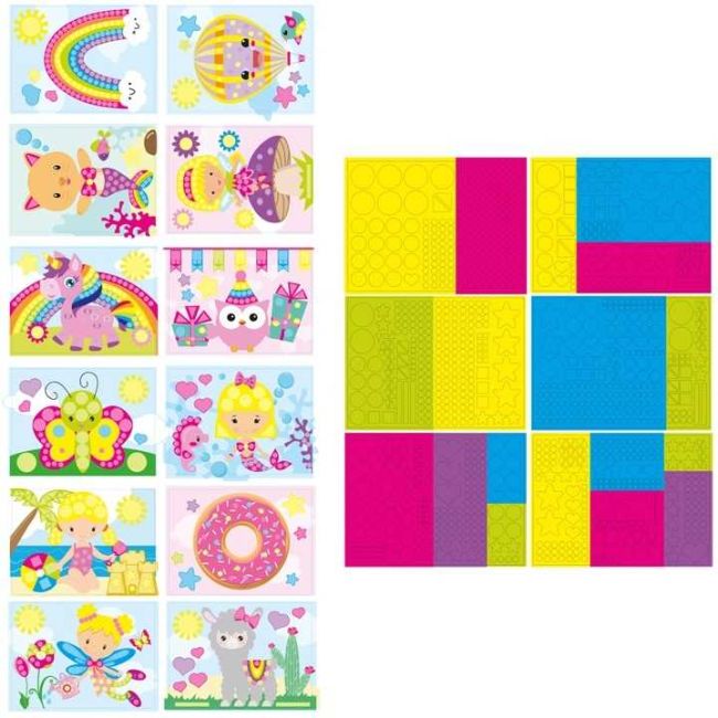 Set creativ cu stickere pe culori si forme Grafix GR100062 BBJGR100062_Povesti