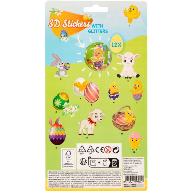 Set 12 stickere cu sclipici 3D Paste Grafix GR810028 BBJGR810028_Initiala