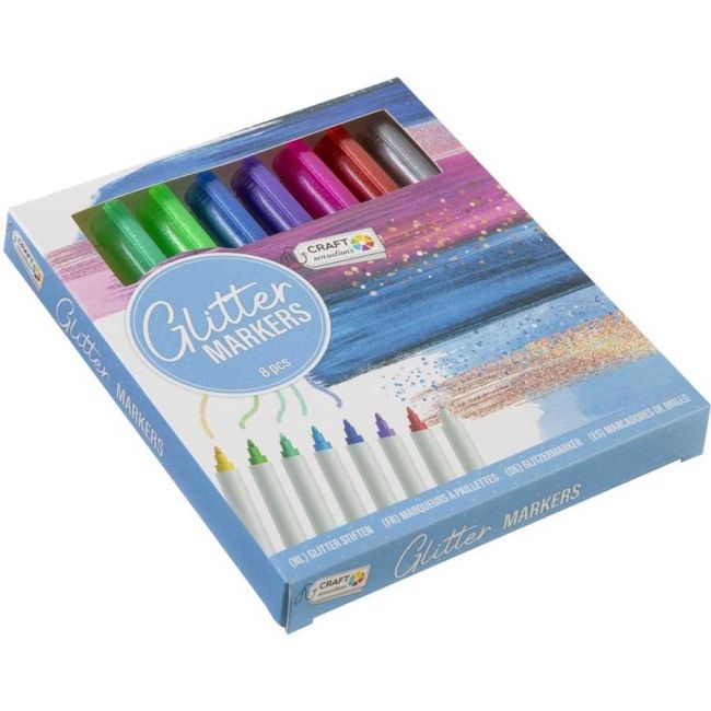 Set 8 markere cu sclipici Grafix GRCR1017-GE BBJGRCR1017-GE_Initiala